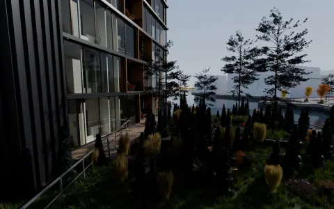 Utsikt fra samme vindu i bryggas 3. etasje med basetaket én meter lavere