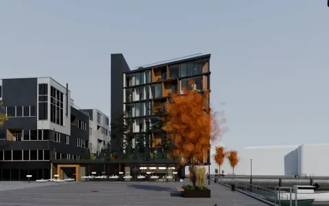 Bygget sett fra kaia med plan 1 på kaikoten 2,7